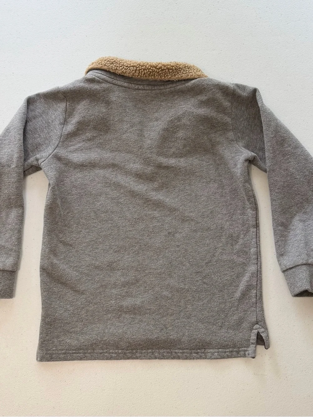 Carter's Gray Long-Sleeve Quarter-Zip Top with Tan Sherpa Collar